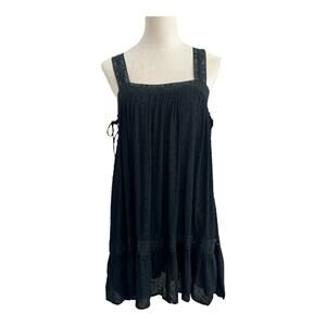 In Loom Dress Womens Small Black Tunic Top Lace Trim Relaxed Fit Flowy Boho NWT